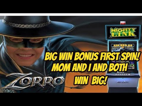 BIG WIN! FIRST SPIN BONUS ON ZORRO SLOT MACHINE-POKIES