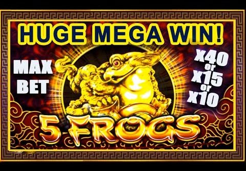 *HUGE MEGA WIN* – FIVE FROGS SLOT – MAX BET BONUS +SUPER GAMES|RETRIGGER! – Slot Machine Bonus