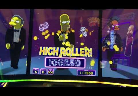 JACKPOT HANDPAY on THE SIMPSONS!  Lots of slot machine bonuses and BIG WINS!