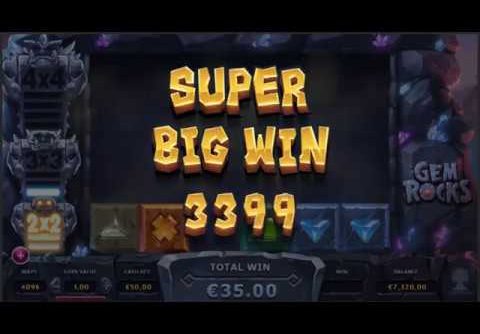 SUPER MEGA BIG WIN On Gem Rocks Slot Machine from Yggdrasil Gaming