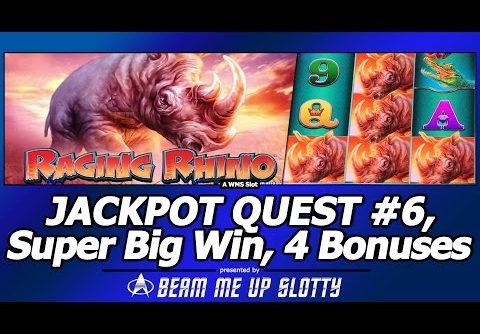 Jackpot Quest #6 – Raging Rhino slot, Max Bet Super Big Win with 3 Bonuses and Life of Luxury