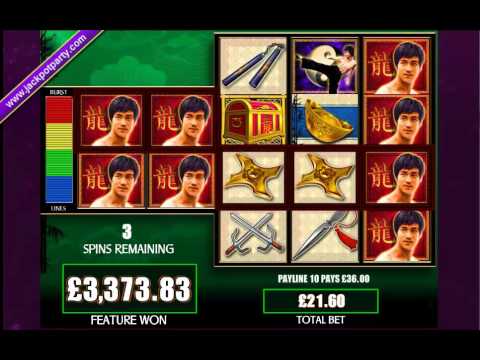 £7727 MEGA BIG WIN (357 X STAKE) BRUCE LEE™ BIG WIN SLOTS AT JACKPOT PARTY