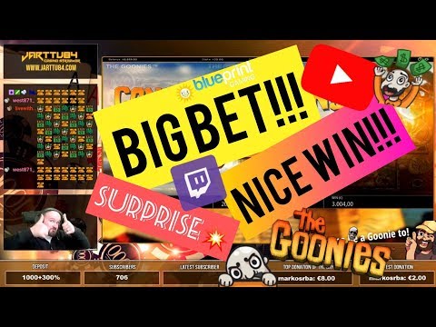 Big Bet!! Goonies Slot Surprises With Nice Win!!