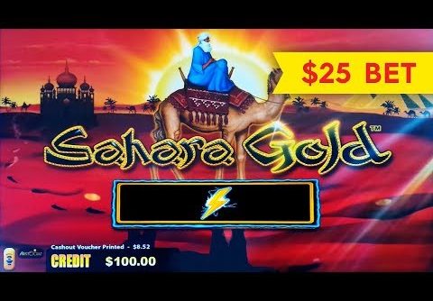 Lightning Link Sahara Gold Slot – $25 Max Bet – BIG WIN to start, YEAH!
