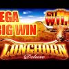 MEGA BIG WIN ~ LONGHORN DELUXE SLOT MACHINE BONUS HIGHEST VOLATILITY x2x5 Aristocrat Slots