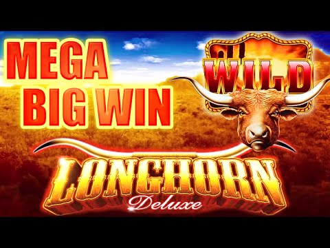 MEGA BIG WIN ~ LONGHORN DELUXE SLOT MACHINE BONUS HIGHEST VOLATILITY x2x5 Aristocrat Slots