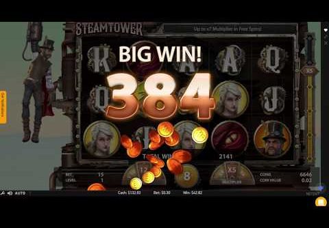 Steamtower Online Casino Slot Bonus Game Huge Win!