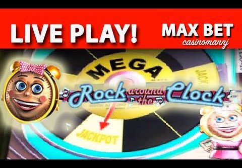 LIVE PLAY! Rock Around the Clock Slot – MAX BET!! – MEGA PROGRESSIVE WIN! – Slot Machine Bonus