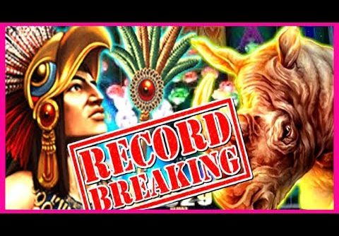 💲 RECORD BREAKING SPINS 💲 MONTEZUMA + RAGING RHINO SLOT MACHINES BIG WINS! | Slot Traveler