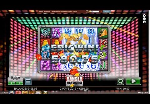 SUPER MEGA WIN – Danger! High Voltage – Base Game Hit – NEW Big Time Gaming Slot
