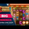 5 big winnings on Extra Chilli Slot. Mega Win on casino online slot machine.