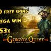 Gonzo Quests 30 free spins mega win 853X. Netent slot