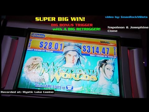 Mystical Worlds Slot Machine BIG Trigger and Retrigger — SUPER BIG WIN!