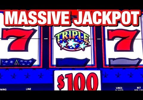 MASSIVE JACKPOT TRIPLE STARS SLOT/ $100 BETS / BIG WIN