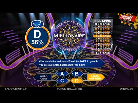 Who Wants To Be A Millionaire Slot – 20 Spins BIG WIN!