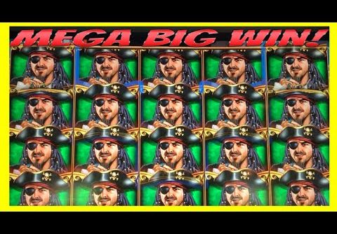 **MEGA BIG WIN!** FULL SCREEN WILDS! Pirate Ship WMS Slot Machine Bonus Wins!