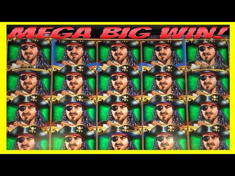 **MEGA BIG WIN!** FULL SCREEN WILDS! Pirate Ship WMS Slot Machine Bonus Wins!