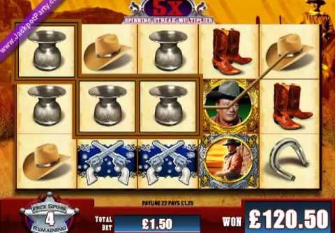 £637.00 MEGA BIG WIN (424 X STAKE) JOHN WAYNE ™ BIG WIN SLOTS AT JACKPOT PARTY