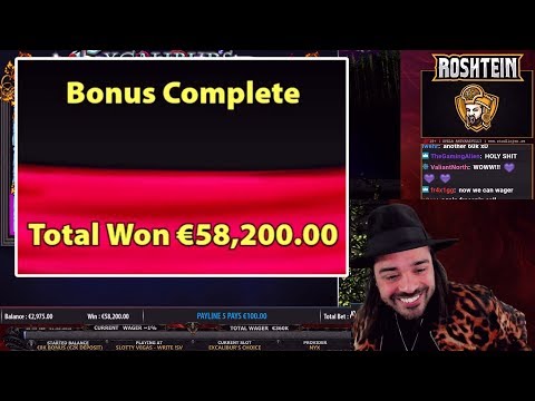 ROSHTEIN CRAZY 58200 EURO MEGA BIG WIN XCALIBUR’S CHOICE CASINO ONLINE SLOT