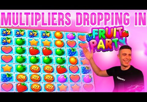 INSANE FRUITPARTY BONUS | HUGE WIN ON PRAGMATIC PLAY ONLINE SLOT MACHINE