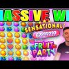 FRUITPARTY HUGE BONUS BUY WIN | BIG WIN ON PRAGMATIC PLAY ONLINE SLOT MACHINE