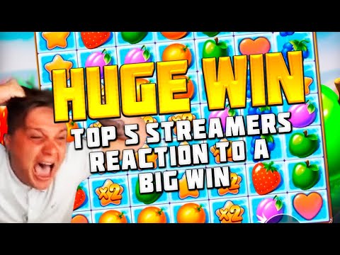 TOP 5 STREAMERS ‘ REACTION TO A BIG WIN | FRUIT PARTY SLOT