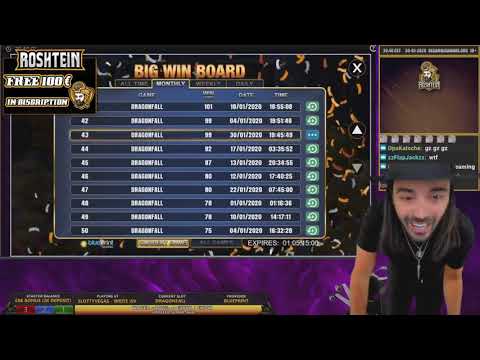 ROSHTEIN Record win 100 000 € on Dragon Fall slot   Top 5 Best Wins of Stream