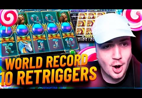 Bidule Record win 10 RETRIGGERS on  Rise of Merlin slot – TOP 5 mega wins in casino online