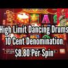 BIG WIN High Limit Dancing Drums Slots $8 80 Per Spin With Bonuses