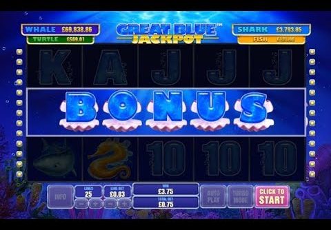 MEGA Win from £0.75p Spin on the New Great Blue Jackpot Online Slot from Playtech