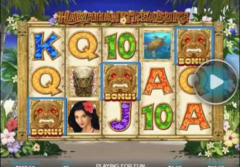 Bonus Game and Mega Win on Hawaiian Treasure Slot Machine from Playtech