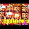 FIRST SPIN BONUS ON DANCING DRUMS EXPLOSION SLOT MACHINE SUPER BIG WIN! WE BOTH WIN ON THE DRUMS!