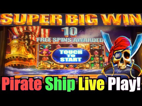 **SUPER BIG WIN!** Pirate Ship Bonuses+Live Play – WMS Slot Machine