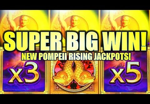 SUPER BIG WIN!! NEW POMPEII 15X MULTIPLIER HIT! POMPEII RISING JACKPOTS Slot Machine (Aristocrat)
