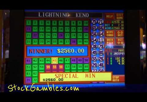 Winner Keno Slot Machine Indian Casino $2560.00 Lightning Gambling Huge Win Video