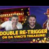 BIG WIN on Da Vincis Treasure! DOUBLE Retrigger! HUGE WIN on Online Slots!