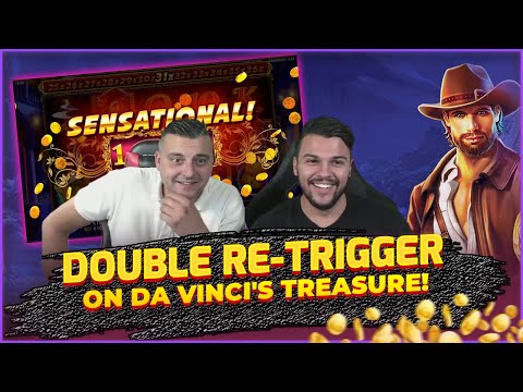 BIG WIN on Da Vincis Treasure! DOUBLE Retrigger! HUGE WIN on Online Slots!