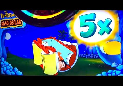 SUPER BIG WIN!! “FLINSTONES” Slot Machine Bonus (MAX BET!)