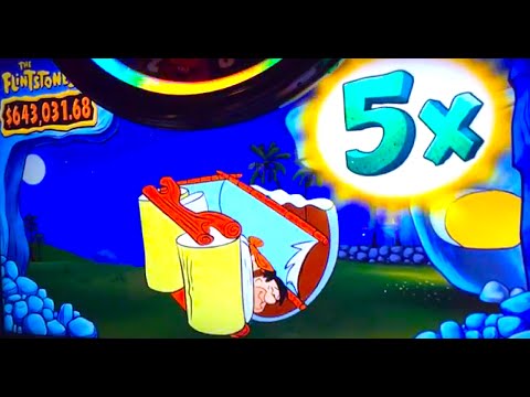 SUPER BIG WIN!! “FLINSTONES” Slot Machine Bonus (MAX BET!)