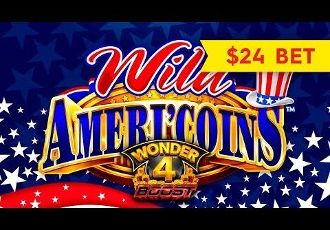 HUGE WIN! Wonder 4 Boost Wild Ameri’Coins Slot – up to $24 Max Bets!