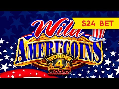 HUGE WIN! Wonder 4 Boost Wild Ameri’Coins Slot – up to $24 Max Bets!