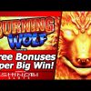 Burning Wolf Slot – Super Big Win!  Live Play with Three Free Spins Bonuses