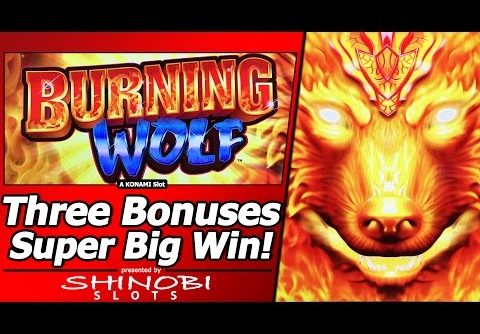 Burning Wolf Slot – Super Big Win!  Live Play with Three Free Spins Bonuses