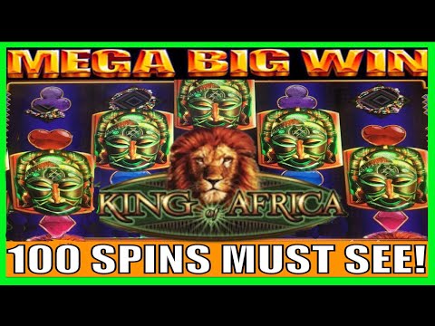 **100 FREE SPINS!** HUGE MEGA BIG WIN! King of Africa WMS Slot Machine Bonus!