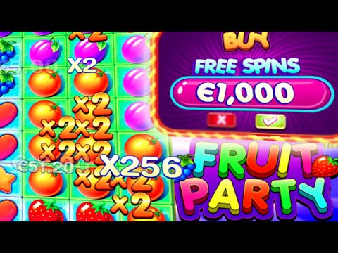 Fruit Party 🍓 Slot MEGA BIG WIN 🍊 X256 Non Stop Bonus Buys up to €1.000‼️