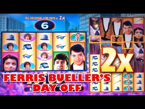 Ferris Bueller’s Day Off Slot Machine Bonus BIG WIN Free Spins Colossal Reels Slots by WMS