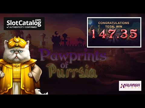 Mega Win. Pawprints of Purrsia slot from Kalamba