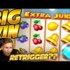 BIG WIN!!! Extra Juicy BIG WIN – Online slot played on CasinoDaddys stream
