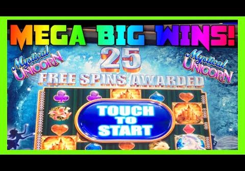 **MEGA BIG WINS!** RETRIGGERS! Mystical Unicorn (WMS) Slot Machine Bonus Montage