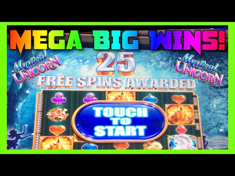 **MEGA BIG WINS!** RETRIGGERS! Mystical Unicorn (WMS) Slot Machine Bonus Montage